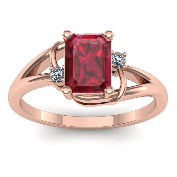 Inel de logodna cu rubin dreptunghiular