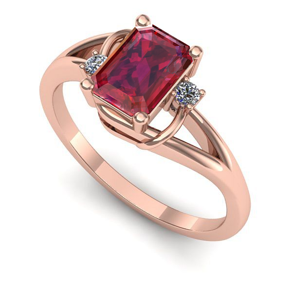 Inel logodna din aur roz cu rubin