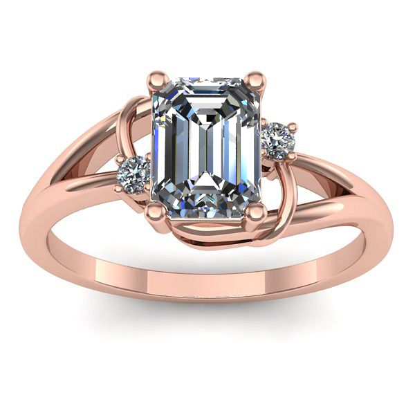 Inel logodna cu diamant de laborator dreptunghiular