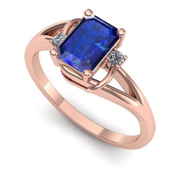 Inel din aur roz cu safir