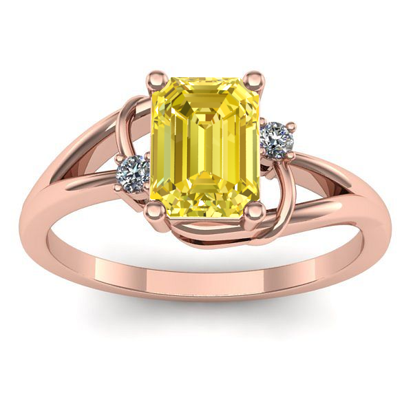 Inel logodna cu safir galben dreptunghiular