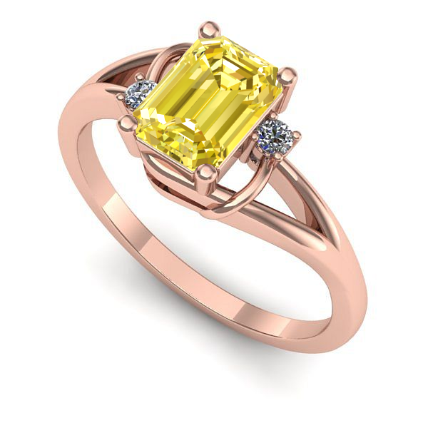 Inel din aur roz cu safir galben