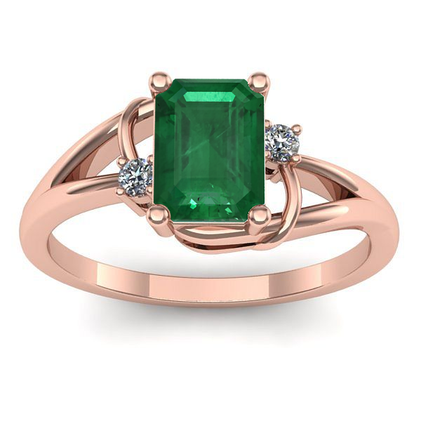 Inel logodna cu smarald dreptunghiular