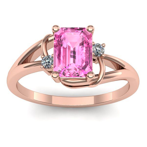 Inel cu safir roz dreptunghiular