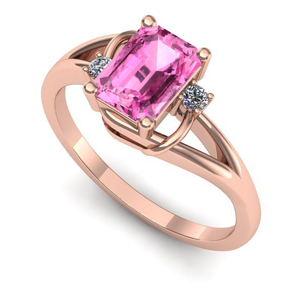 Inel din aur roz cu safir roz