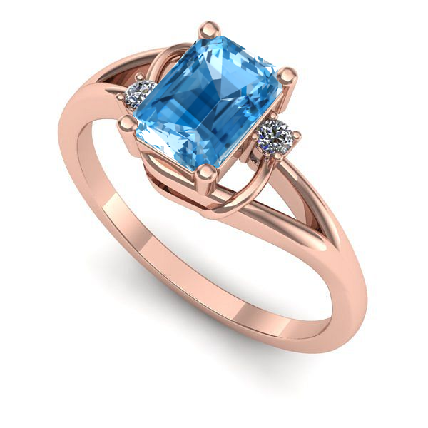 Inel de logodna din aur roz cu topaz blue