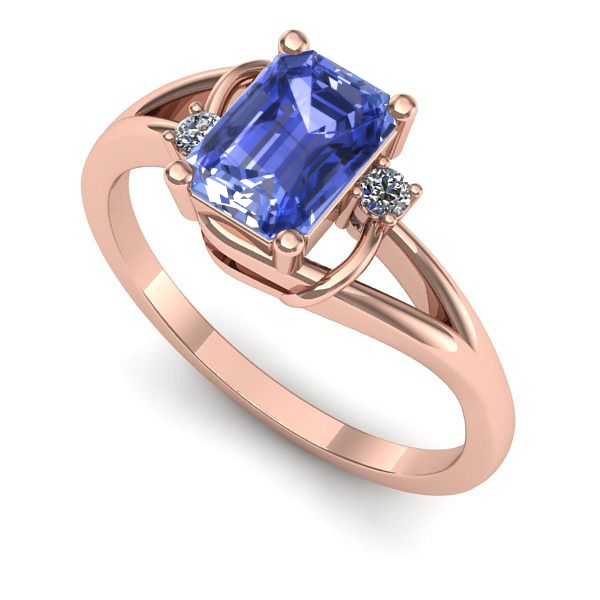 Inel de logodna din aur roz cu tanzanit