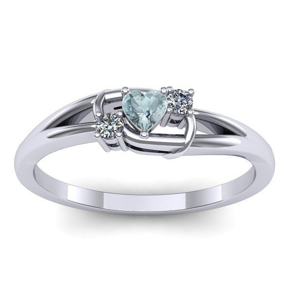 Inel cu aquamarin inima