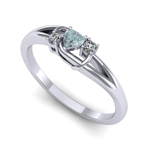 Inel de logodna din aur alb cu aquamarin