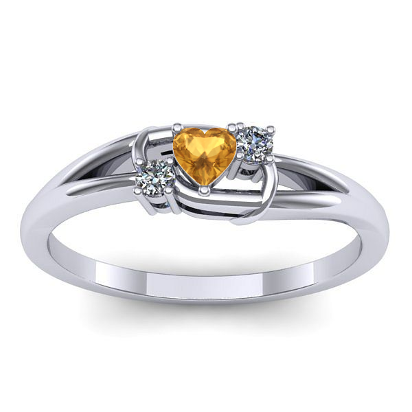 Inel logodna cu citrin inima