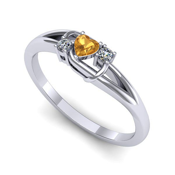 Inel logodna din aur alb cu citrin