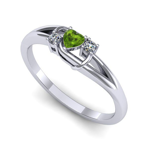 Inel logodna din aur alb cu peridot