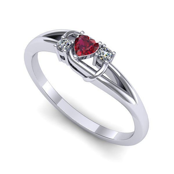 Inel de logodna din aur alb cu rubin