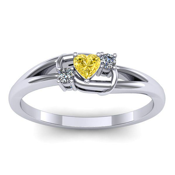 Inel de logodna cu safir galben inima