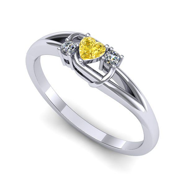 Inel din aur alb cu safir galben