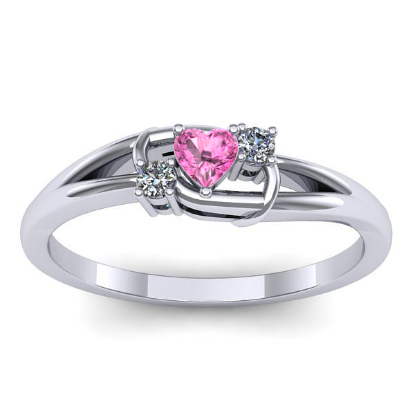 Inel logodna cu safir roz inima