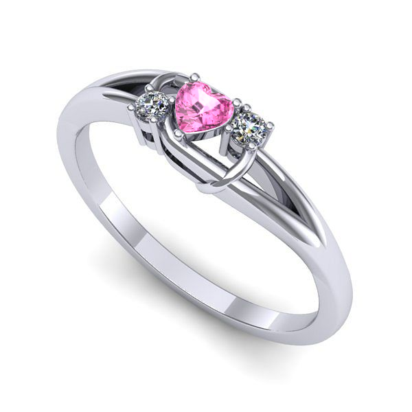 Inel logodna din aur alb cu safir roz