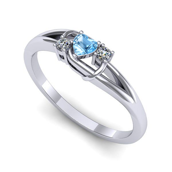 Inel din aur alb cu topaz blue