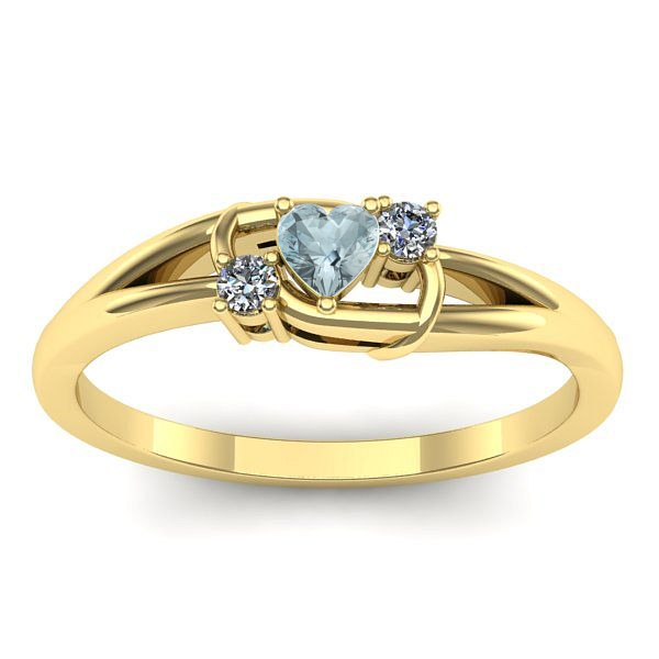 Inel logodna cu aquamarin inima