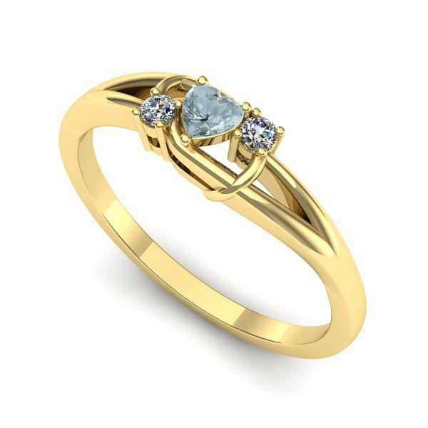 Inel logodna din aur galben cu aquamarin