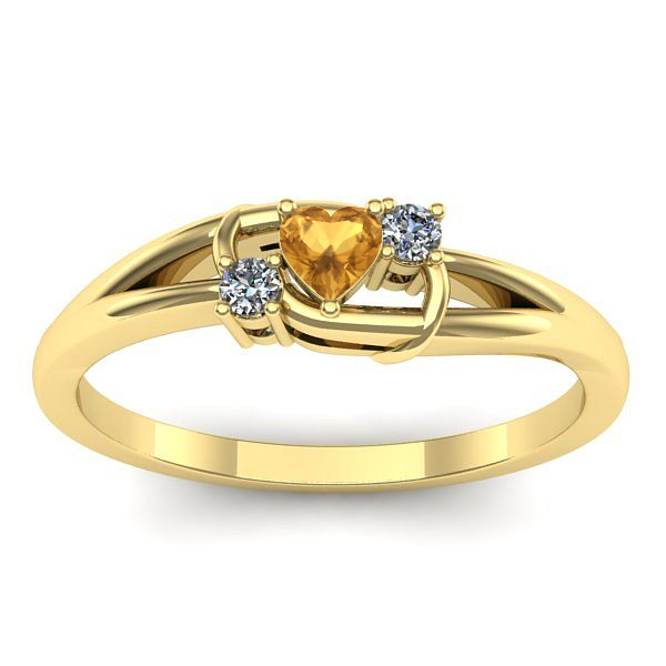 Inel cu citrin inima