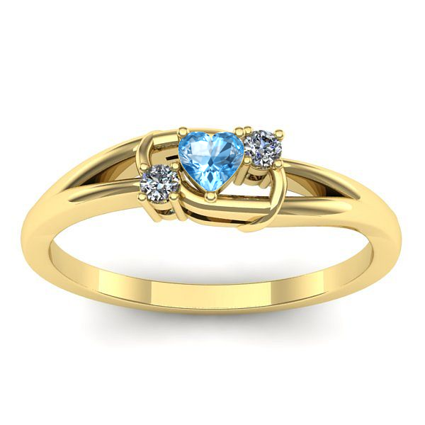 Inel cu topaz blue inima