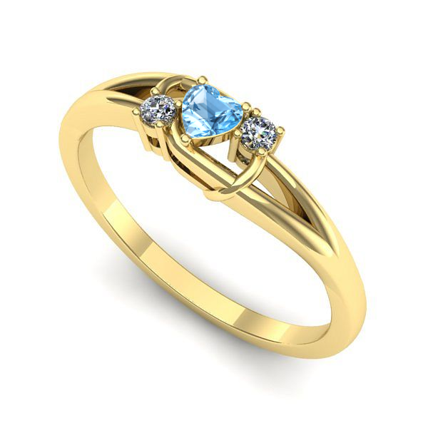 Inel logodna din aur galben cu topaz blue
