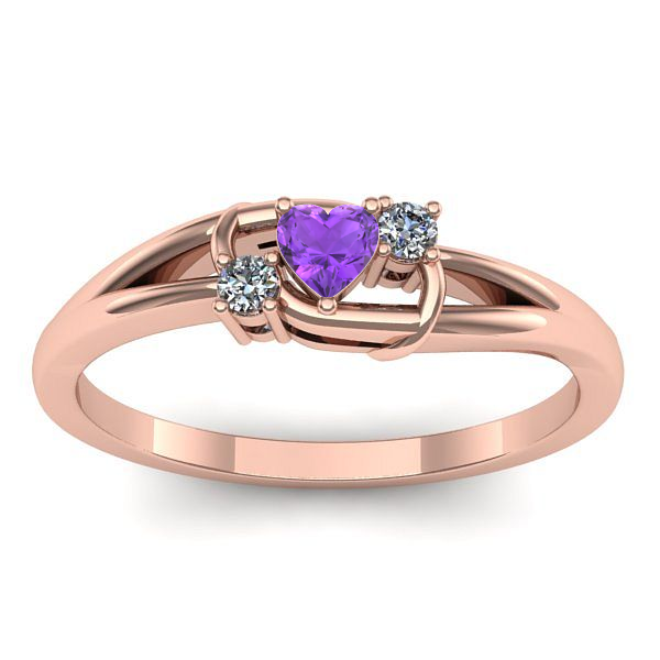 Inel cu ametist inima