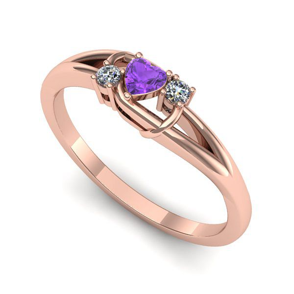 Inel de logodna din aur roz cu ametist