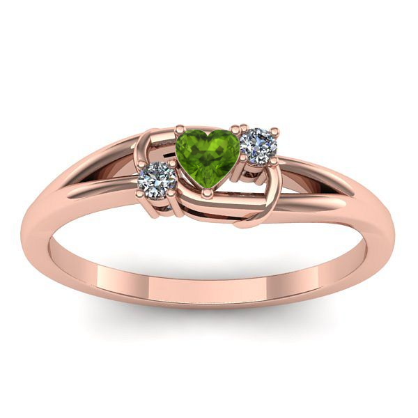 Inel de logodna cu peridot inima