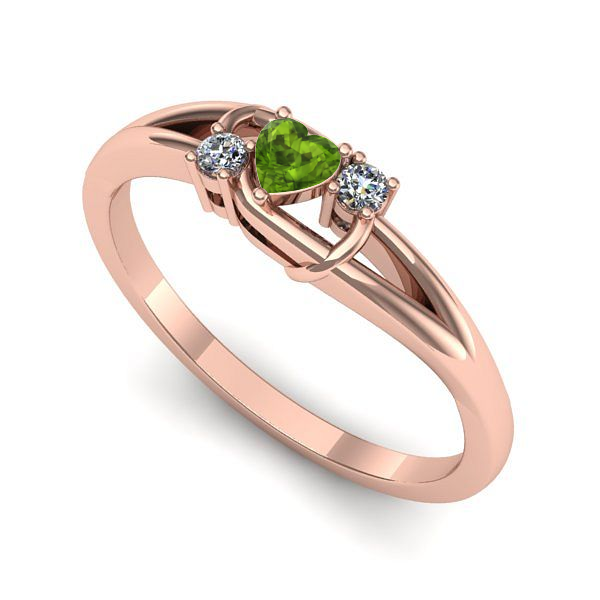 Inel logodna din aur roz cu peridot