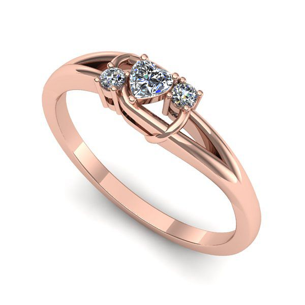 Inel logodna din aur roz cu safir alb