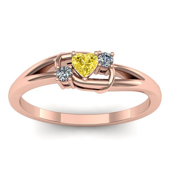 Inel cu safir galben inima