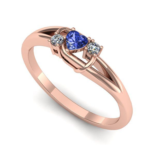 Inel logodna din aur roz cu tanzanit