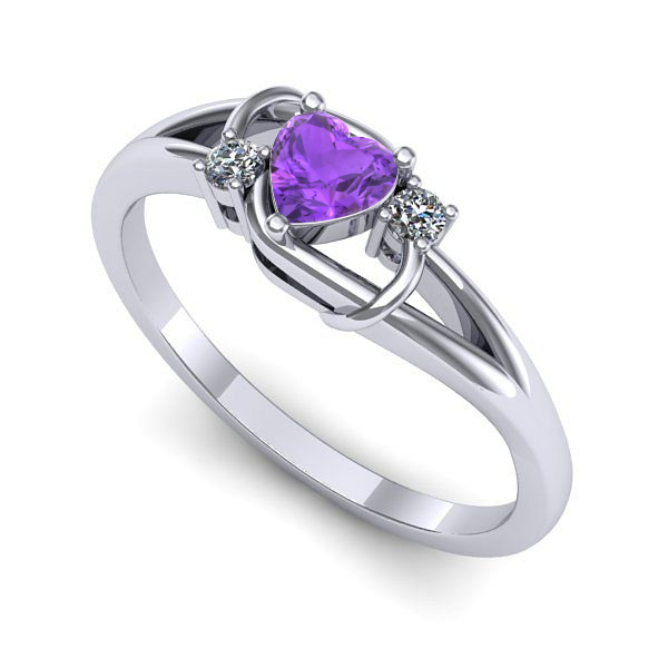 Inel de logodna din aur alb cu ametist