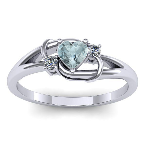 Inel de logodna cu aquamarin inima