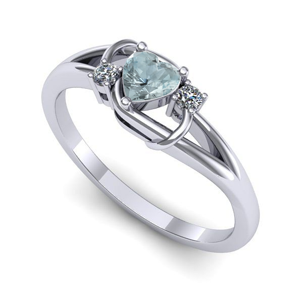 Inel logodna din aur alb cu aquamarin