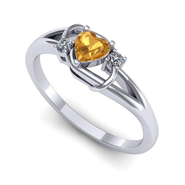 Inel de logodna din aur alb cu citrin