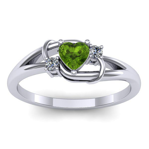 Inel de logodna cu peridot inima