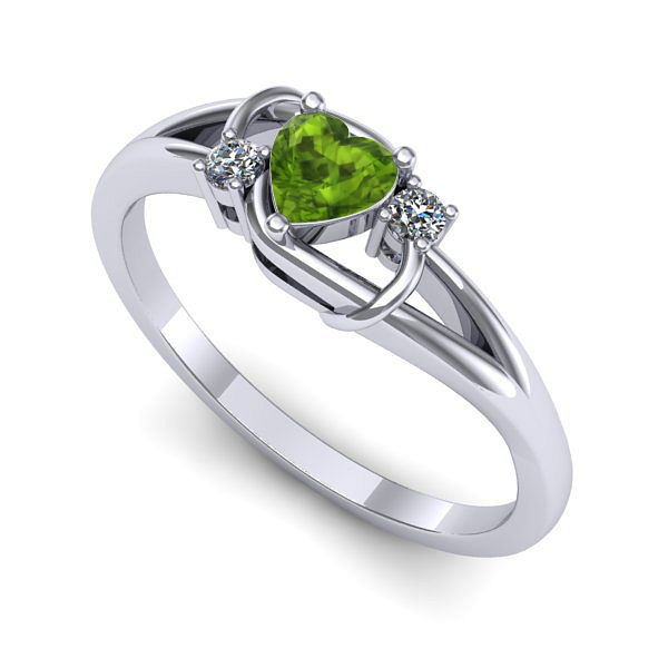 Inel logodna din aur alb cu peridot