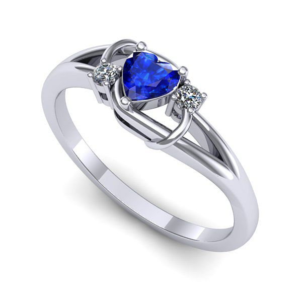 Inel logodna din aur alb cu safir