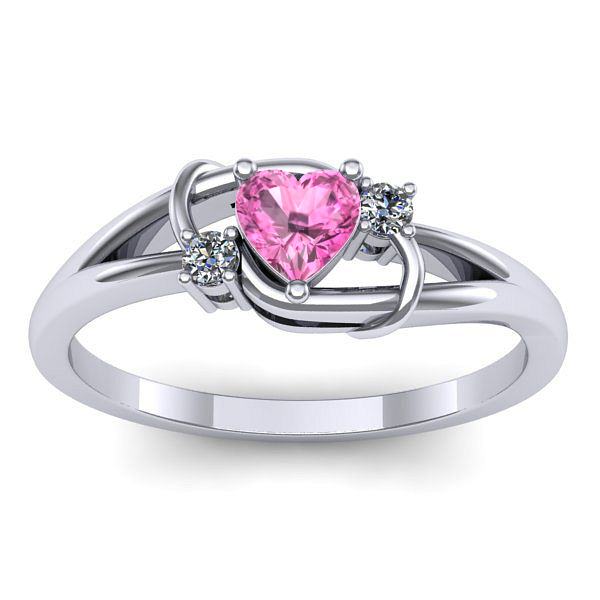 Inel de logodna cu safir roz inima