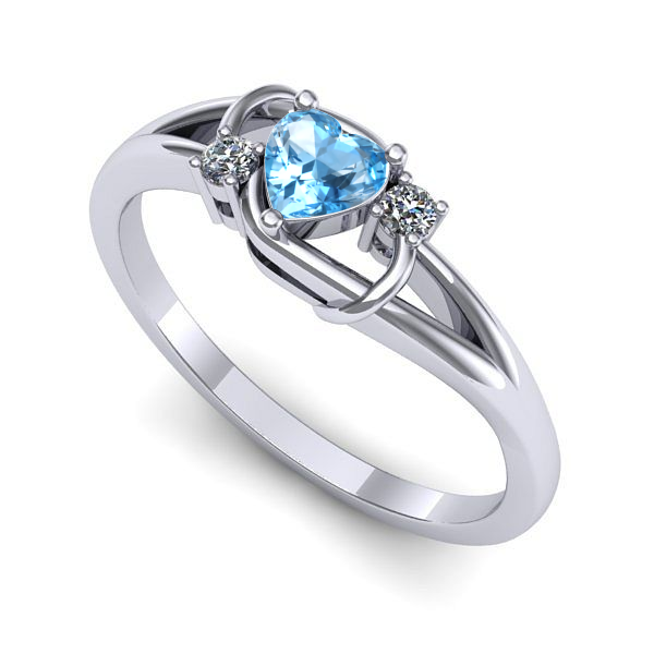 Inel din aur alb cu topaz blue