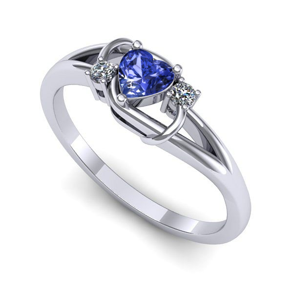 Inel de logodna din aur alb cu tanzanit