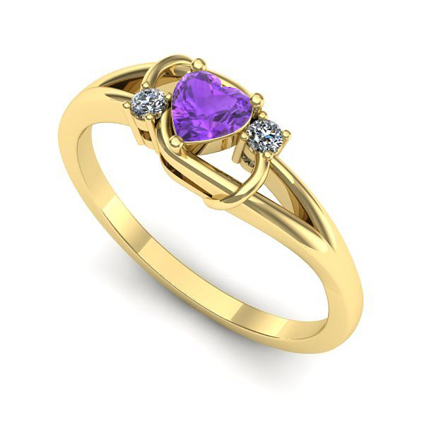 Inel din aur galben cu ametist