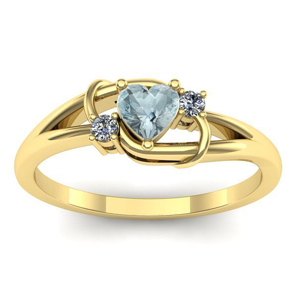Inel logodna cu aquamarin inima