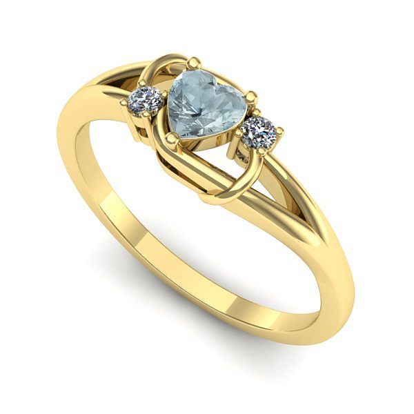 Inel de logodna din aur galben cu aquamarin