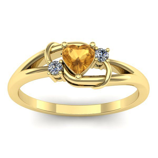 Inel logodna cu citrin inima