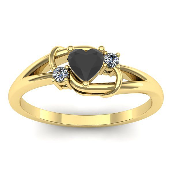 Inel logodna cu diamant negru inima