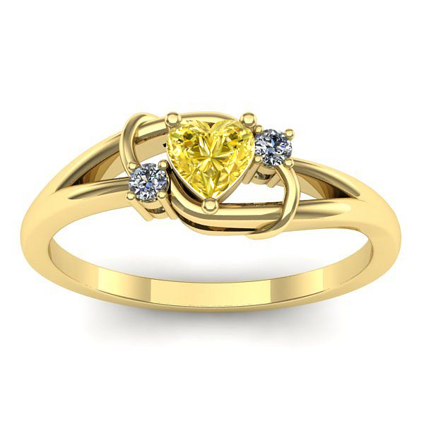 Inel de logodna cu safir galben inima